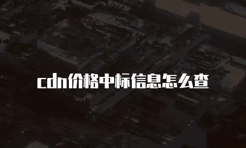cdn价格中标信息怎么查