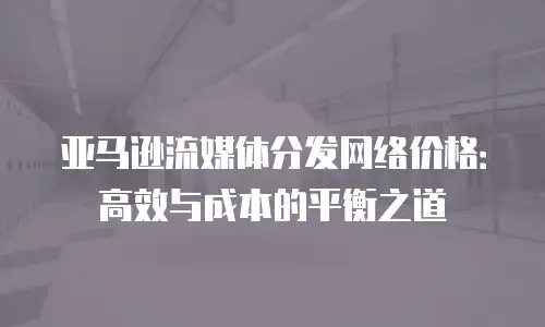 亚马逊流媒体分发网络价格：高效与成本的平衡之道